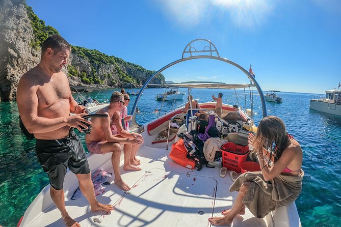 Blue Cave, Green Cave & Lopud Beach small group Speed boat Tour - A sea-level view of Dubrovnik’s walls and Lovrijenac