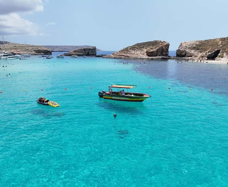 Blue Lagoon:Malta Crystal Lagoon, Comino,Private Speedboat - Meeting at Cirkewwa and getting underway