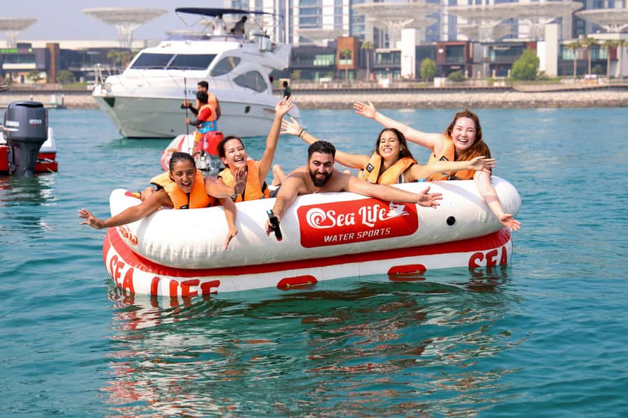 Dubai: Speedboat-Pulled Donut Ride Trip in JBR - The donut tube and the speedboat pull