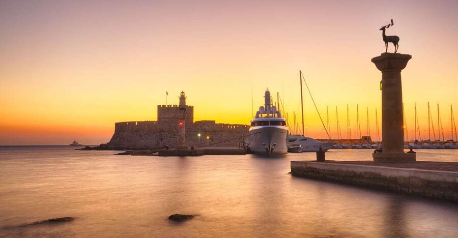 Faliraki: Evening RIB Cruise with Champagne and Sunset Views - Rhodes Town, the old harbor, and Saint Nicholas Fortress