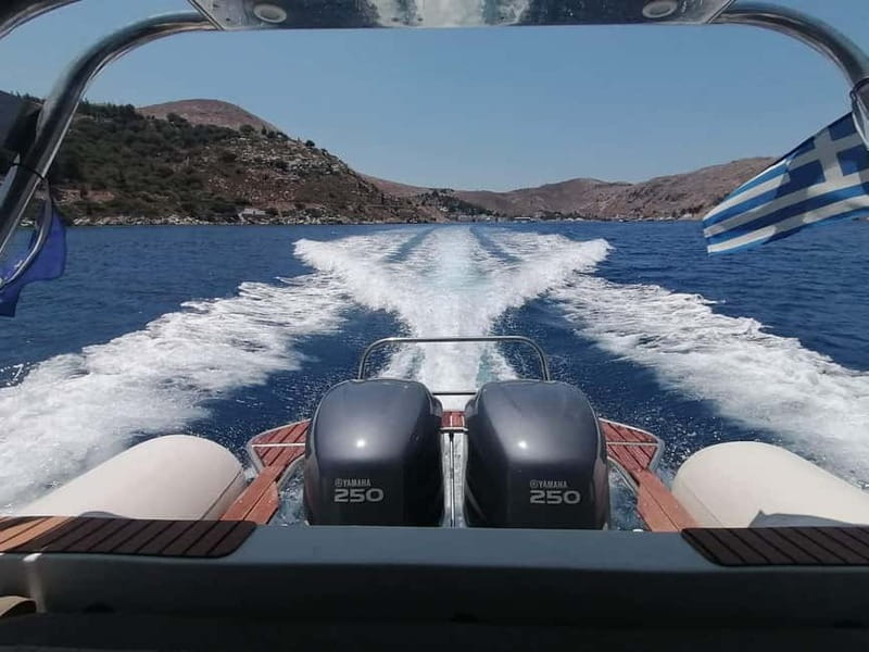 From Faliraki : Speedboat tour kalithea caves&antony kouin - Leaving Faliraki Harbor on a compact RIB
