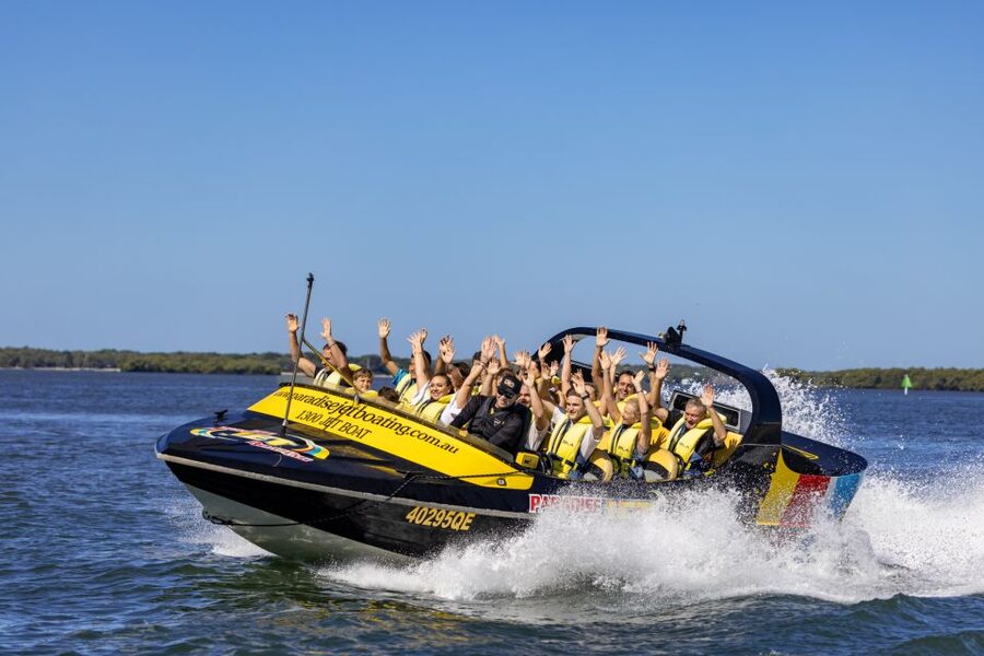Gold Coast: 1-Hour Extreme Jet Boat Ride - Entering the Broadwater at full speed