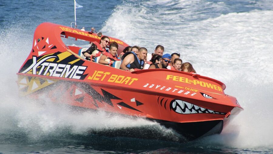 Hersonissos: Jet Boat Tour with Snorkeling - Leaving Hersonissos Port at speed