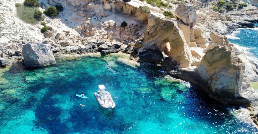 Ibiza: Private SpeedBoat to Es Vedra & Atlantis + Snorkel - Starting at San Antonio’s harbor