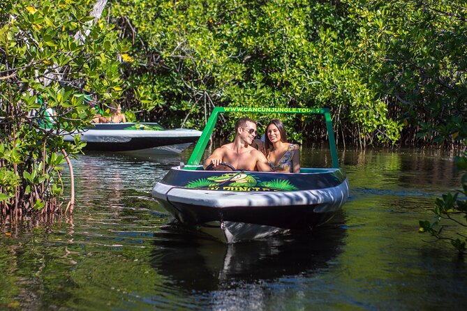 Jungle Tour adventure Cancun Speed Boat Through Mangrove - Taking the wheel in Nichupté Lagoon