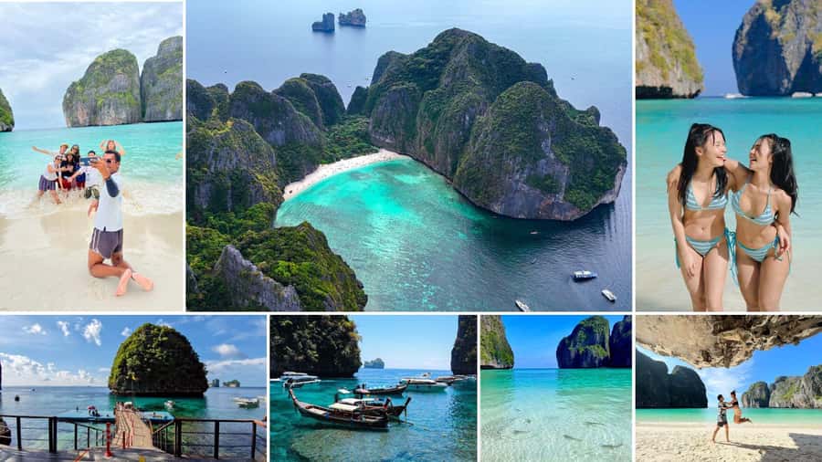 Krabi: Phi Phi Early Bird & 4 Island by Speedboat with Lunch - Maya Bay before the heat