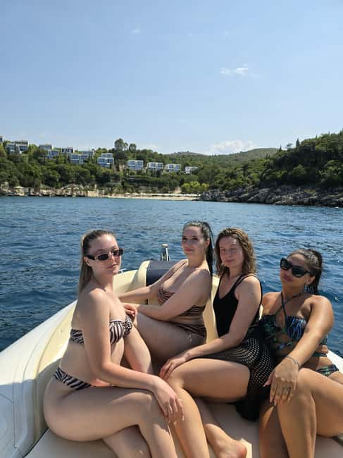 Ksamil Pigeon Cave Snorkeling free Drinks Speedboat In Group - Leaving Mango Beach Bar by speedboat