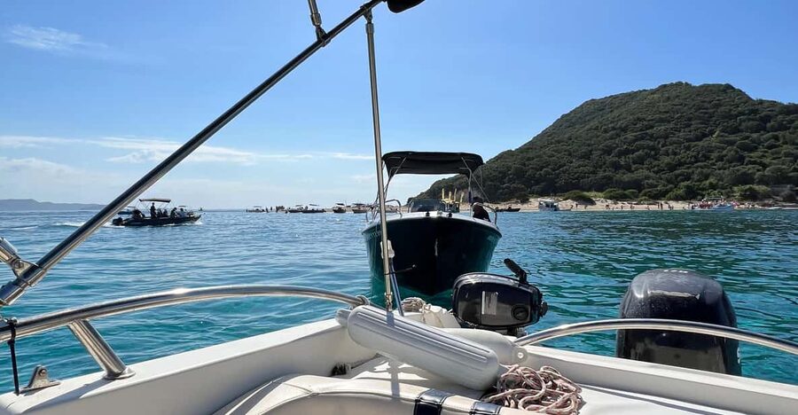 Laganas: Myzithres sunset experience with VIP speedboat - The night swim near Turtle Island