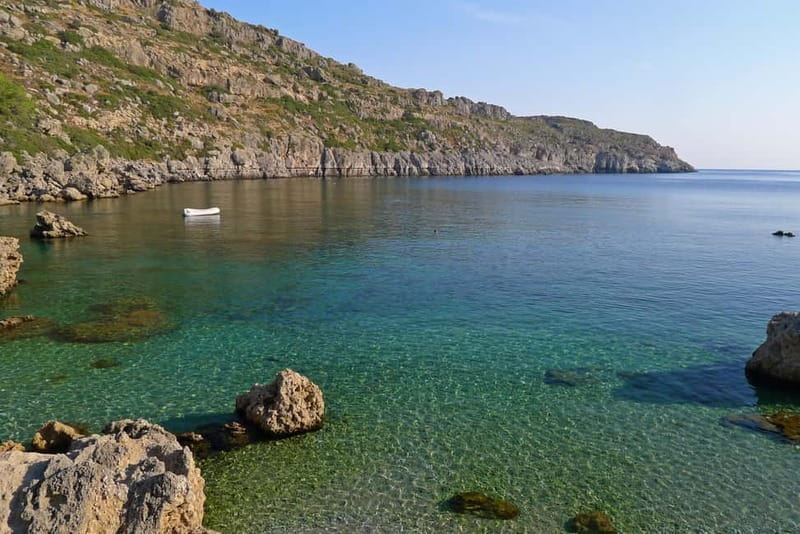 Lindos: Discover the Gems of Lindos - Private Speedboat Tour - Navarone and the sea below the Guns of Navarone
