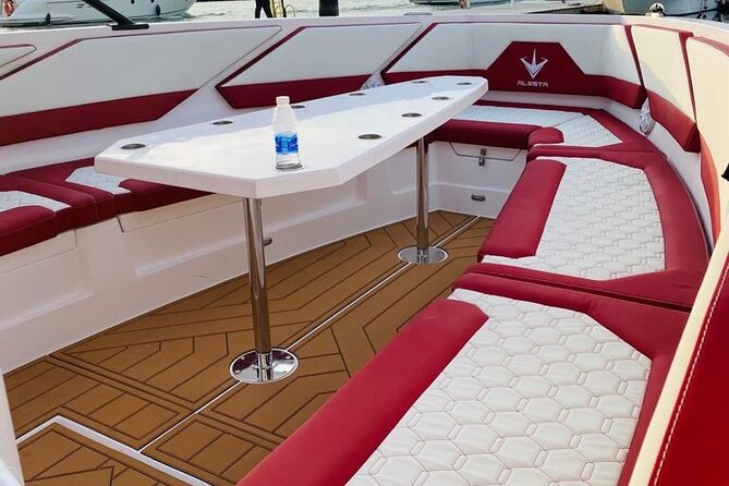 Luxury Sport Speed Boat Rental in Dubai - Passing JBR, Skydive Dubai, and Dubai Eye