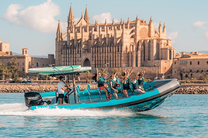 Mallorca: Speedboat Tour, Cathedral Visit, Coves and Snorkeling - Seeing Catedral de Mallorca from the water