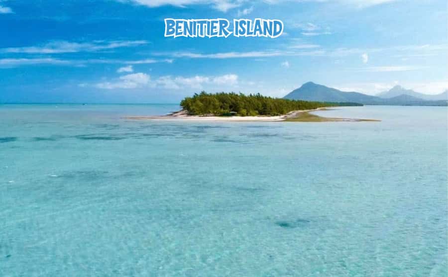 Mauritius: Benitier Island - Swim Dolphins - Speedboat & BBQ - Crystal Rock with Le Morne Brabant behind it