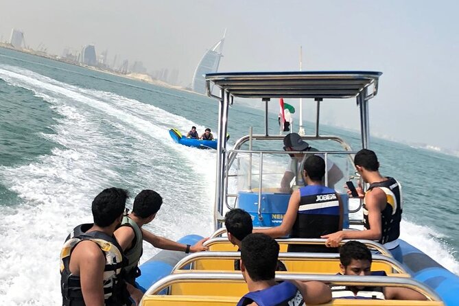 Private 60-min Group Tubing on Speedboat in Dubai - The speedboat ride toward Burj Al Arab