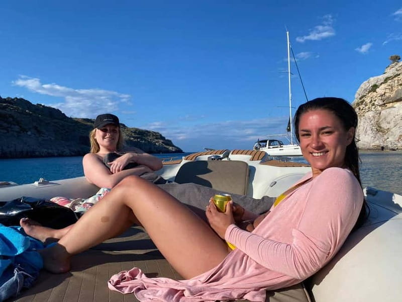 Rhodes: RIB Cruise with Drinks and 4 Swim Stops - Ladiko, the quieter side of the same bay