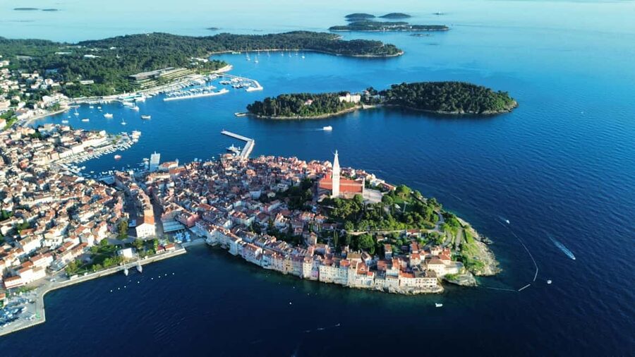 Rovinj: Red Island and Pirate Cave speedboat tour - Rovinj’s old town from the sea