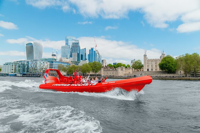 Thames High-Speed Zone Speedboat in London - Tower Bridge, Canary Wharf, and The O2 at speed