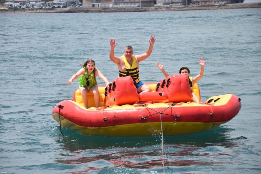 Torrevieja: Speedboat-Powered Inflatable Crazy Sofa Ride - Safety equipment and comfort