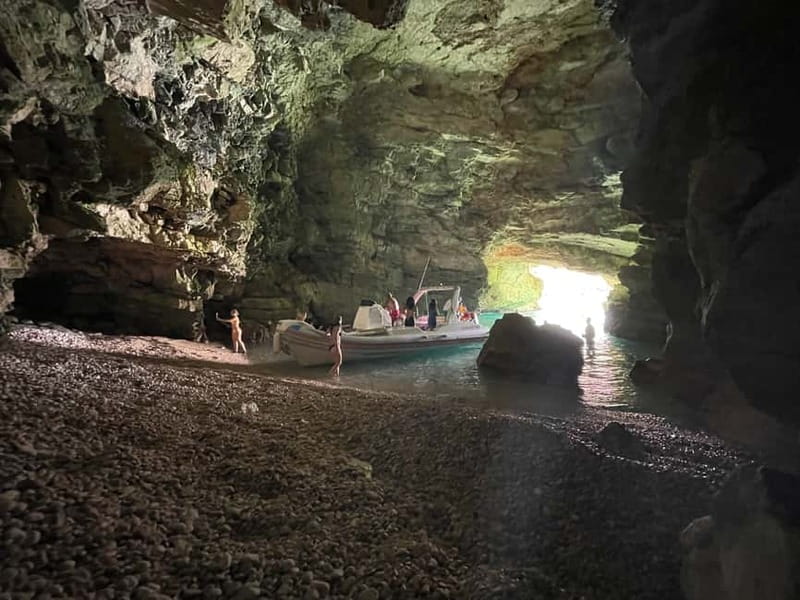 Vlore: Haxhi Ali Cave and Dafina Cave Speedboat Tour - Entering Haxhi Ali Cave after the first 30 minutes