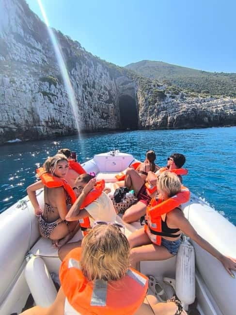 Vlore: Haxhi Ali Cave, Karaburun Speedboat Tour & Snorkeling - Entering Haxhi Ali Cave by boat